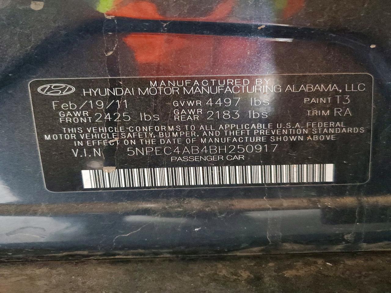 2011 HYUNDAI SONATA