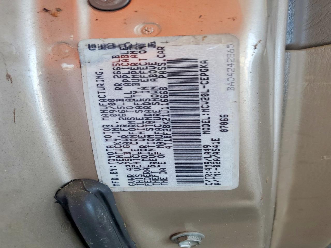 2001 TOYOTA CAMRY