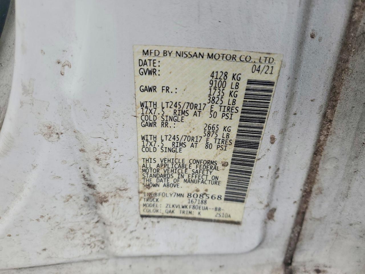 2021 NISSAN NV