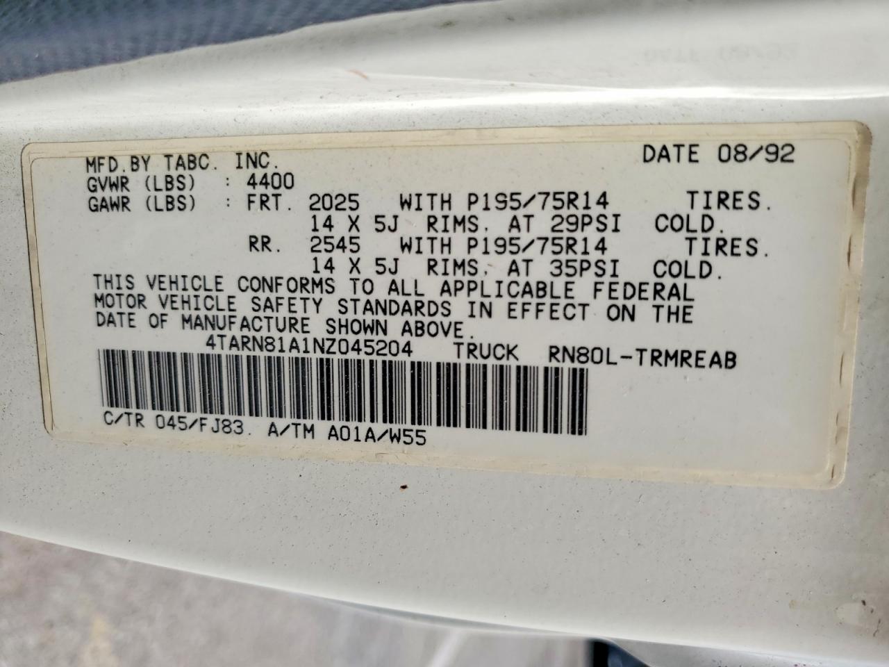 1992 TOYOTA ALL OTHER