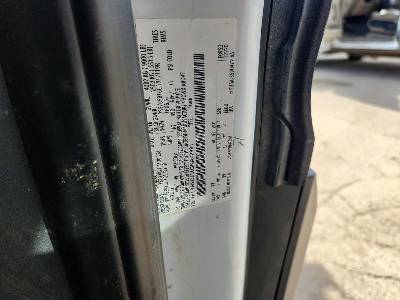 2016 FORD TRANSIT