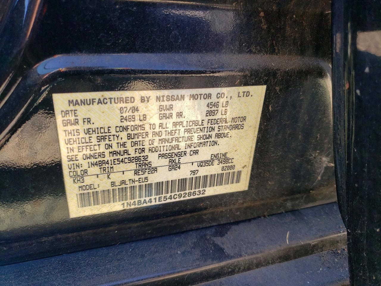 2004 NISSAN MAXIMA
