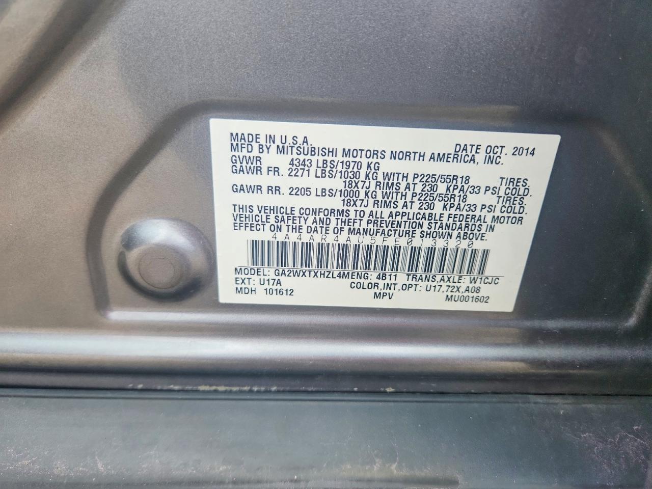 2015 MITSUBISHI OUTLANDER