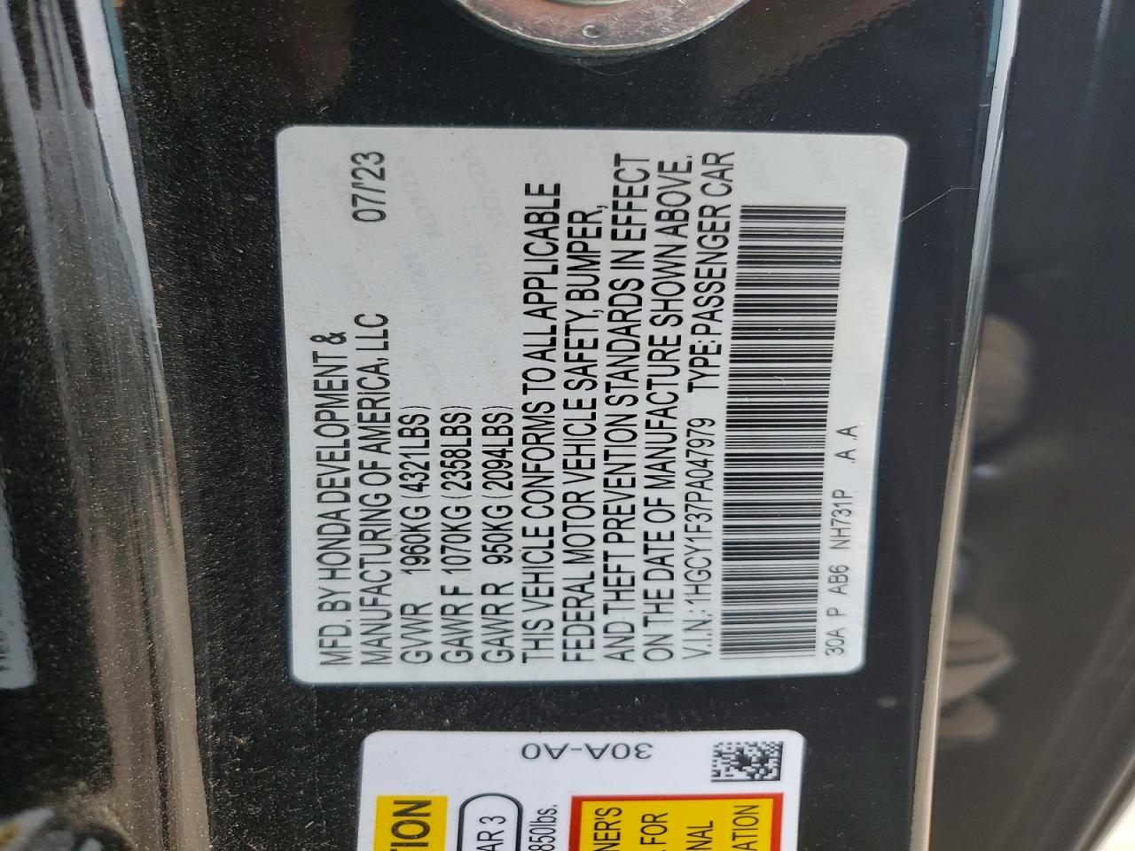 2023 HONDA ACCORD