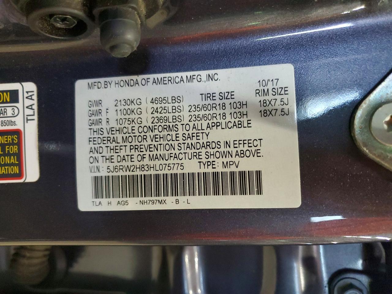 2017 HONDA CRV