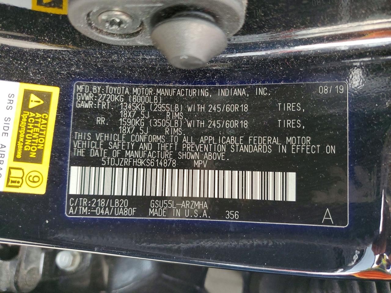 2019 TOYOTA HIGHLANDER