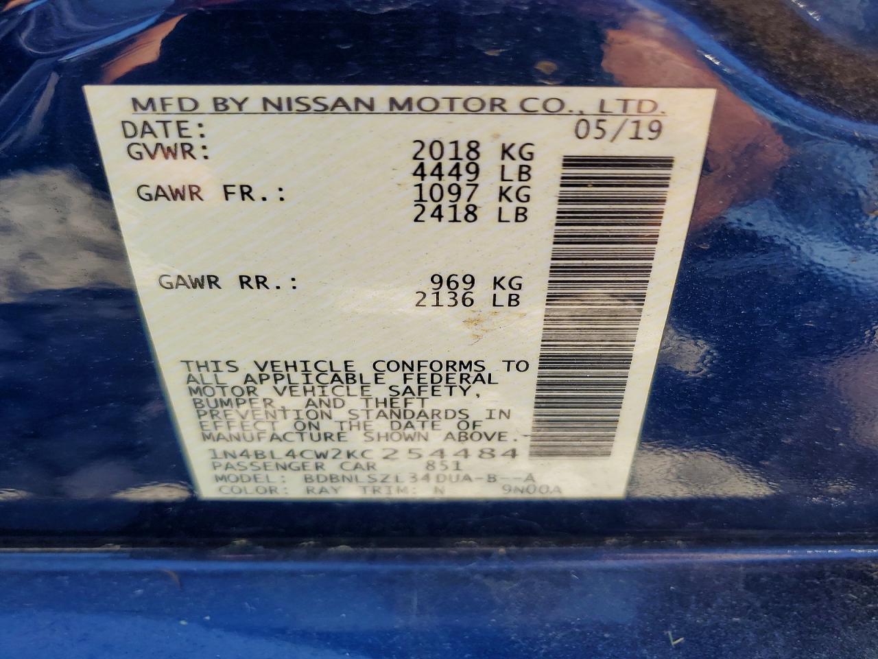 2019 NISSAN ALTIMA