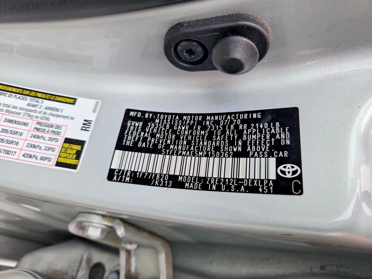 2021 TOYOTA COROLLA