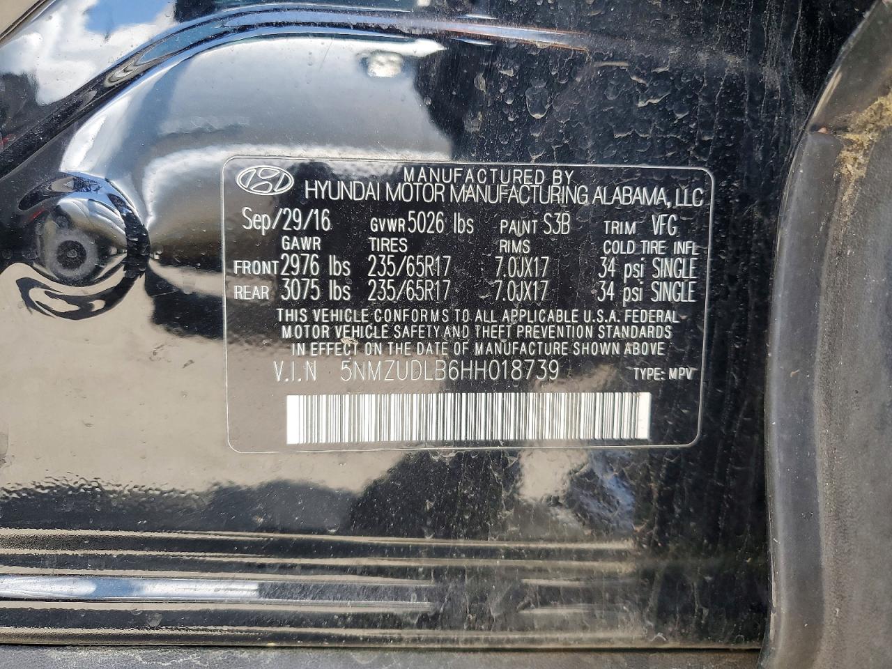 2017 HYUNDAI SANTA FE