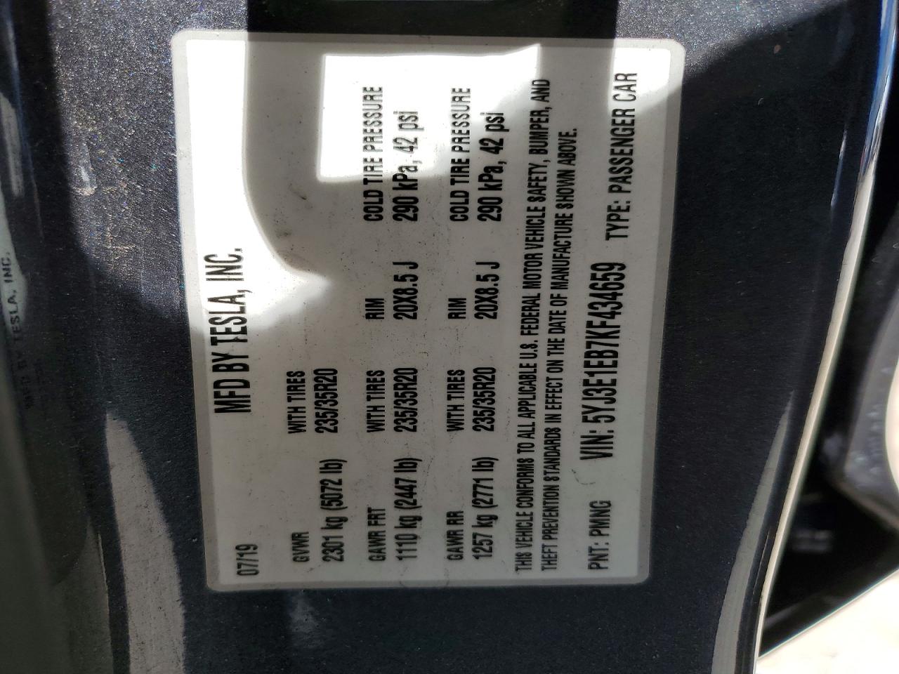 2019 TESLA MODEL 3
