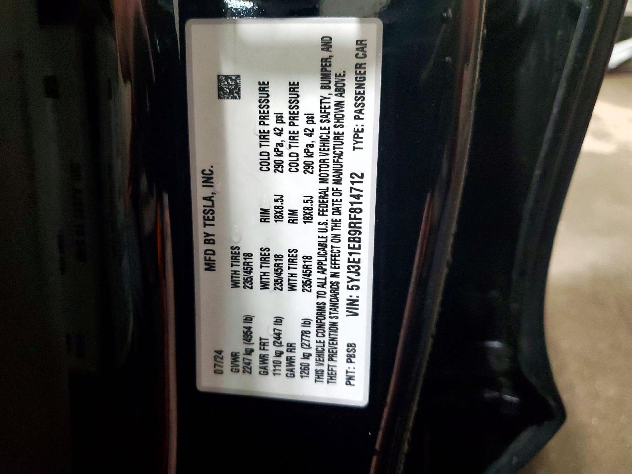 2024 TESLA MODEL 3