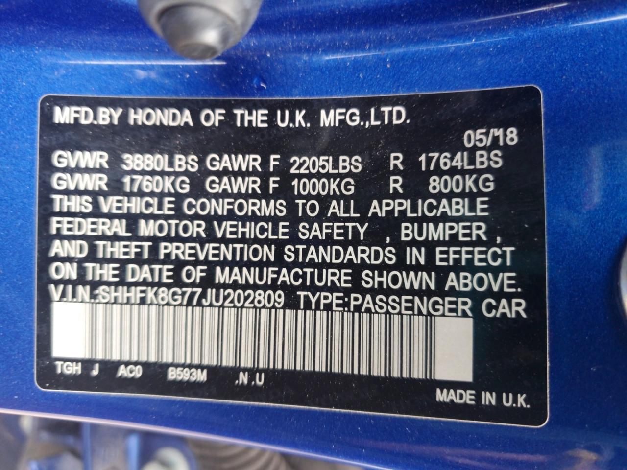 2018 HONDA CIVIC
