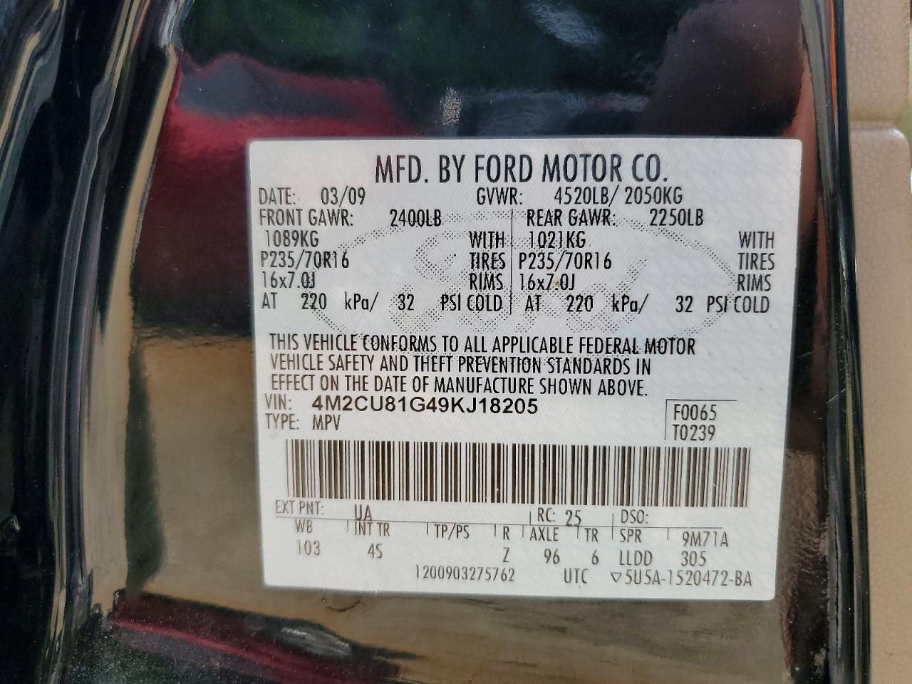 2009 MERCURY MARINER