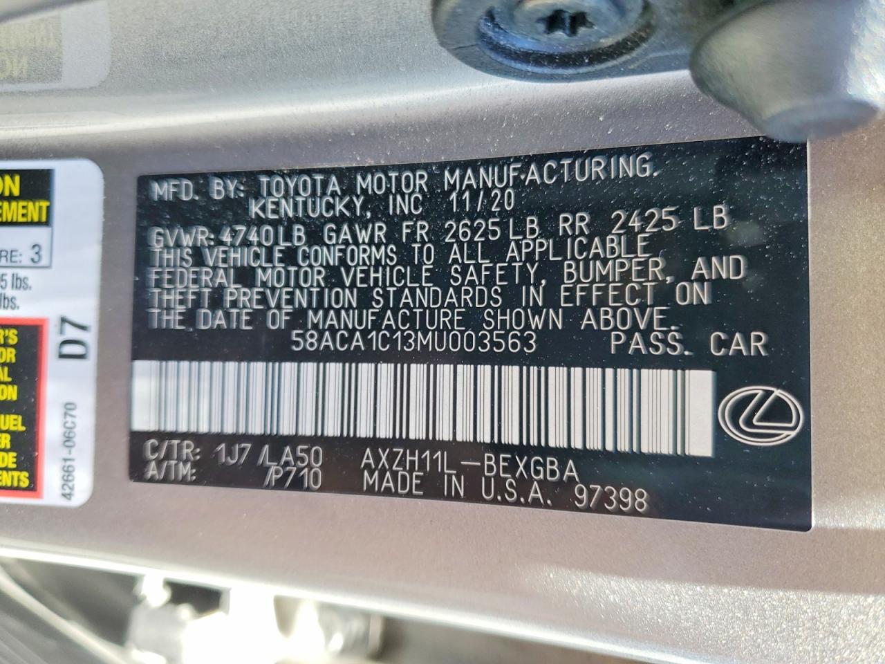 2021 LEXUS ES300