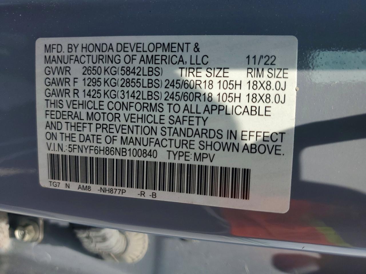 2022 HONDA PILOT