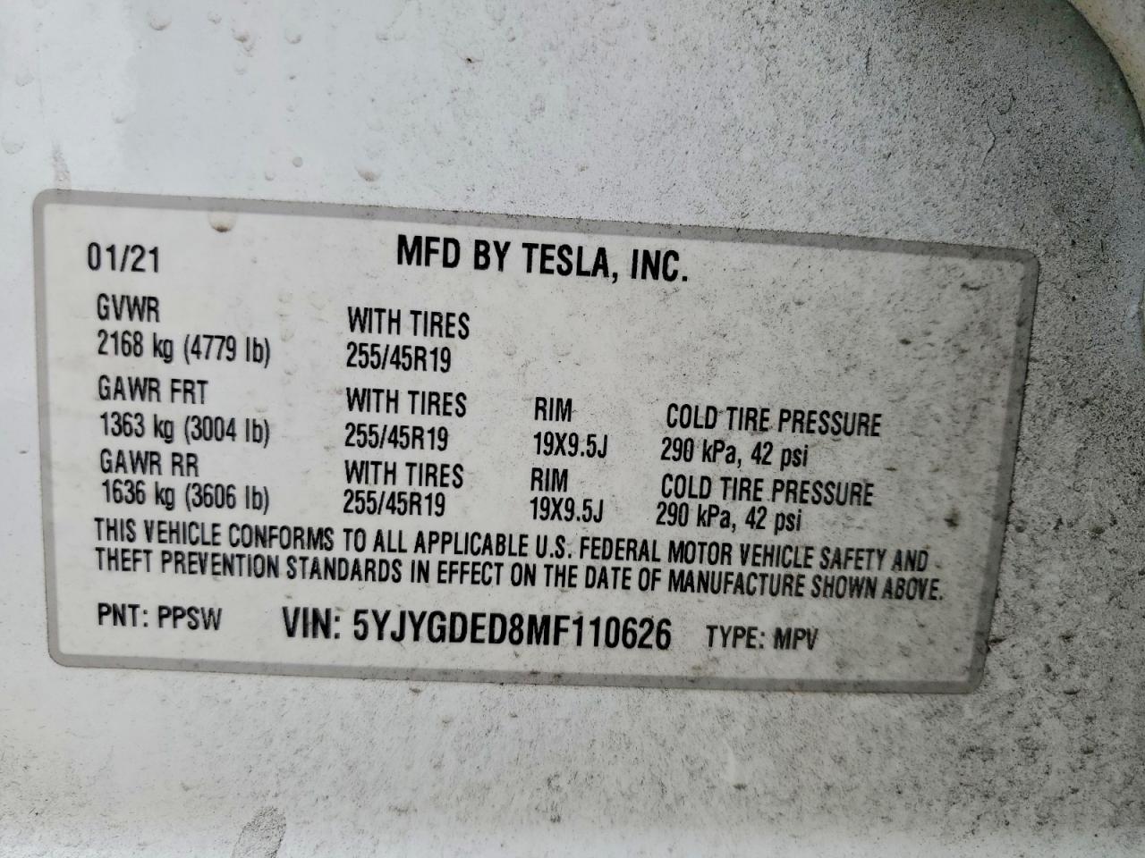 2021 TESLA MODEL Y