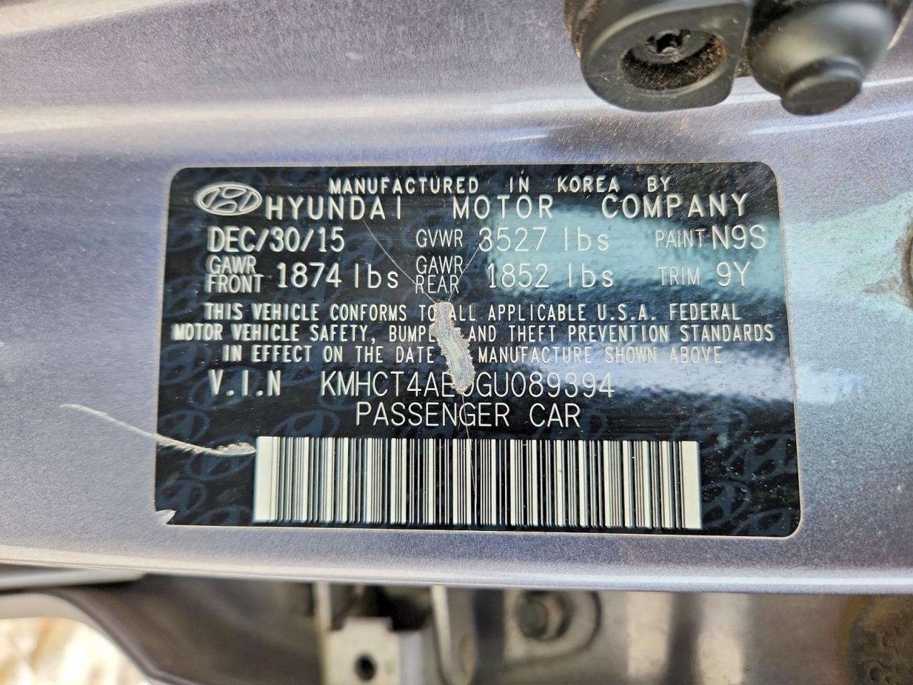 2016 HYUNDAI ACCENT