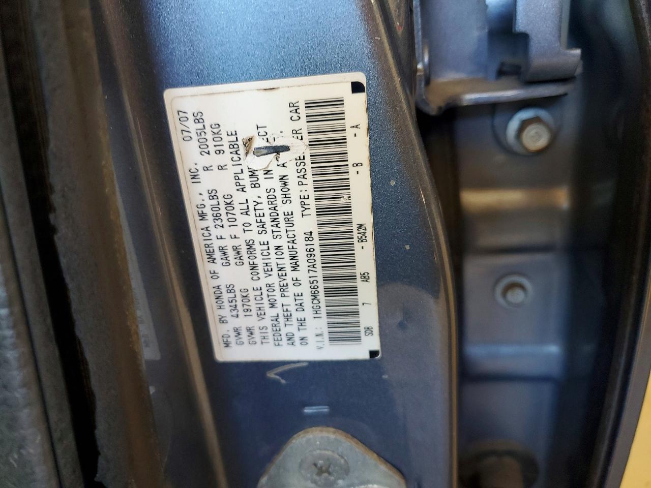 2007 HONDA ACCORD