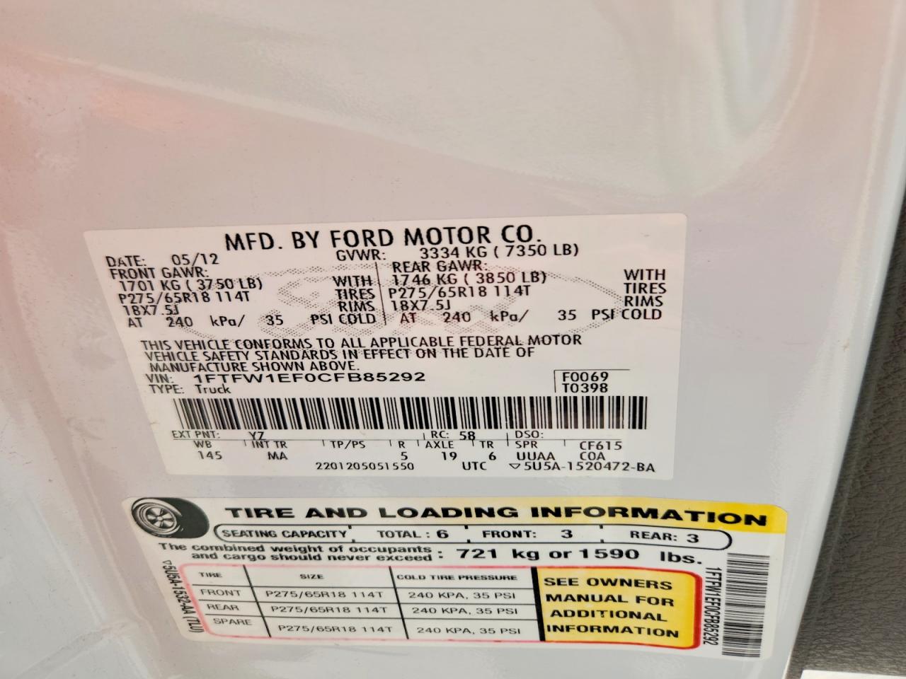 2012 FORD F150