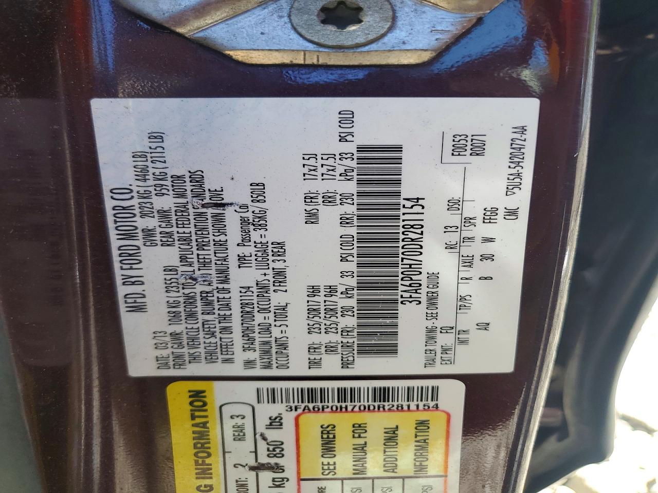 2013 FORD FUSION