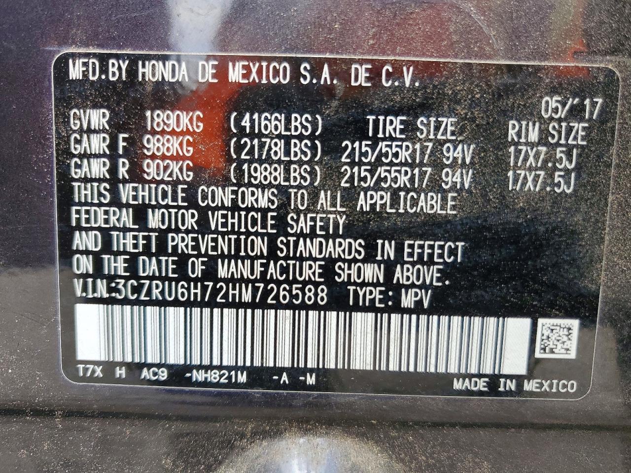 2017 HONDA HR-V