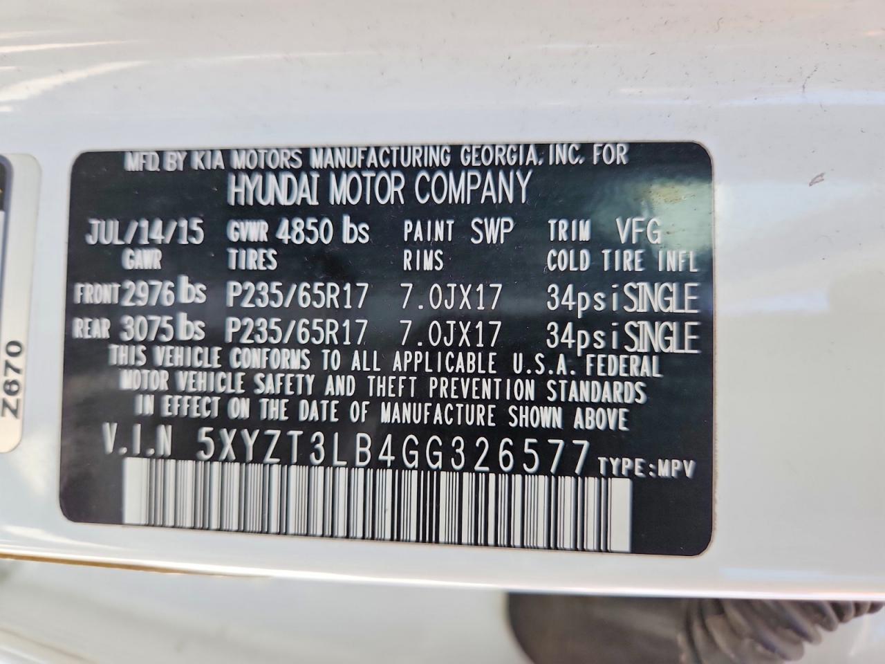 2016 HYUNDAI SANTA FE