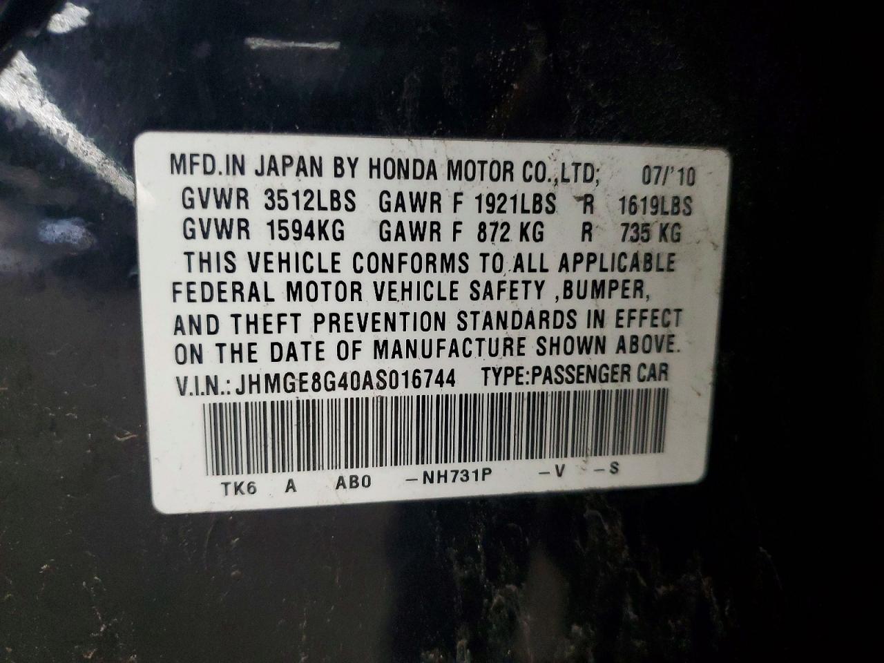 2010 HONDA FIT