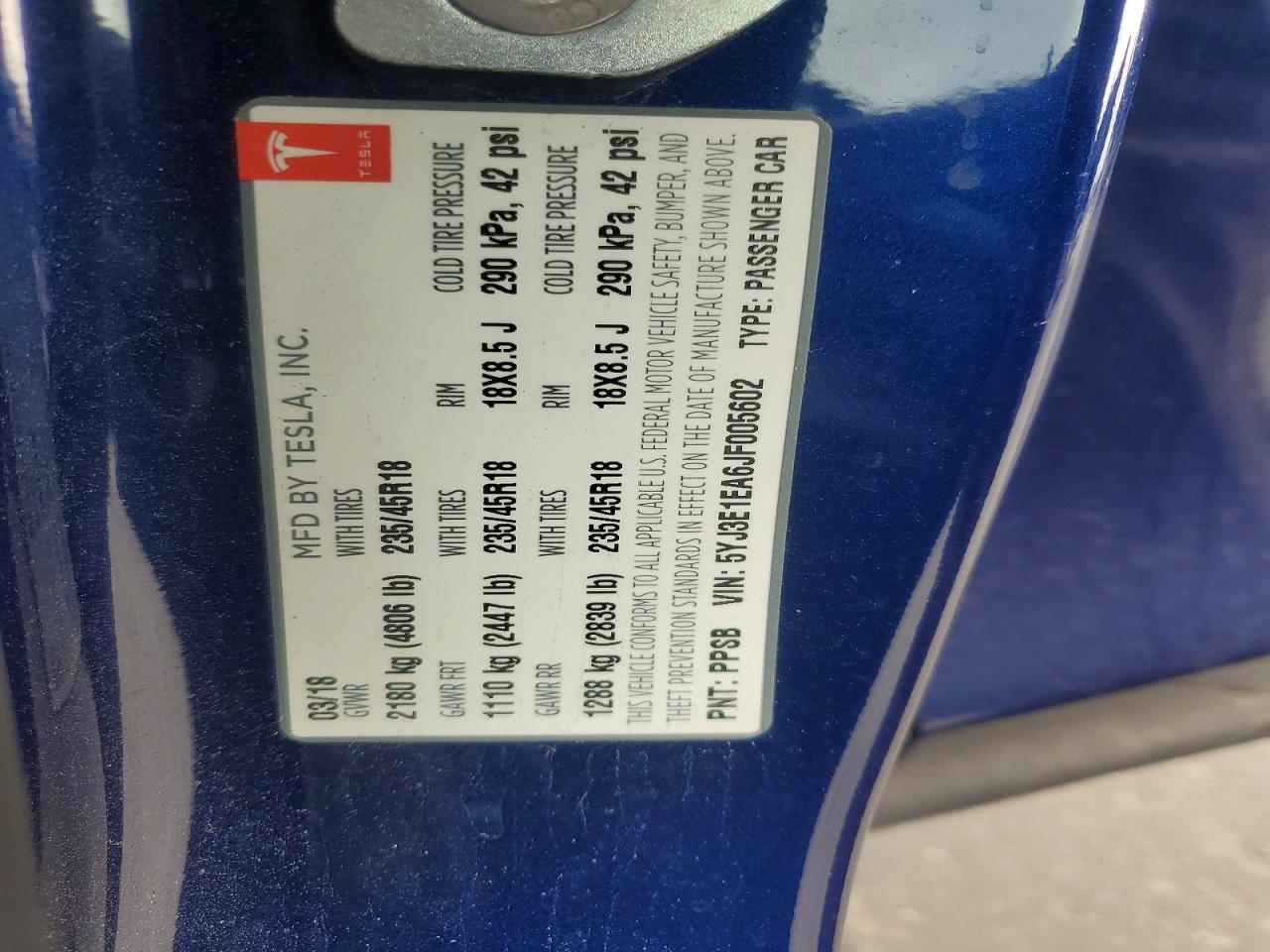2018 TESLA MODEL 3