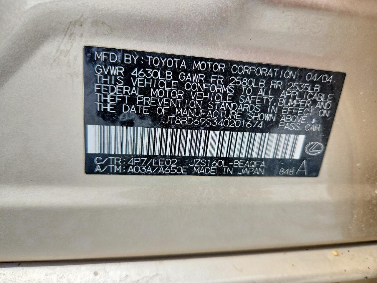 2004 LEXUS GS300
