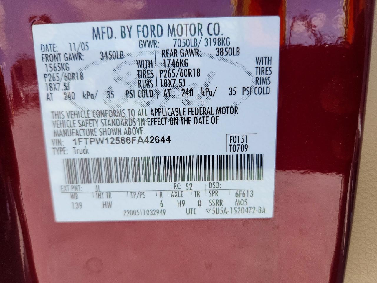2006 FORD F150