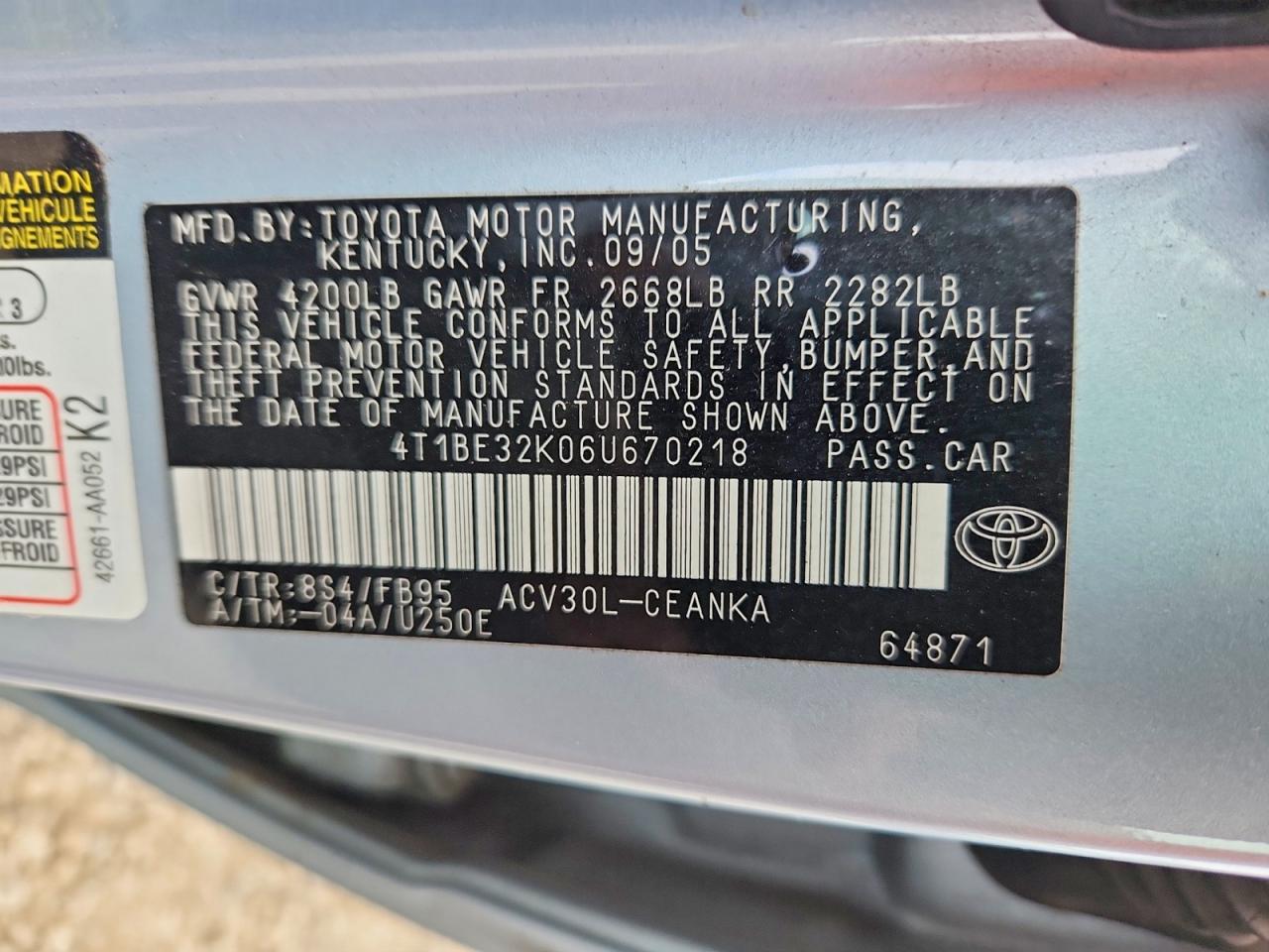 2006 TOYOTA CAMRY