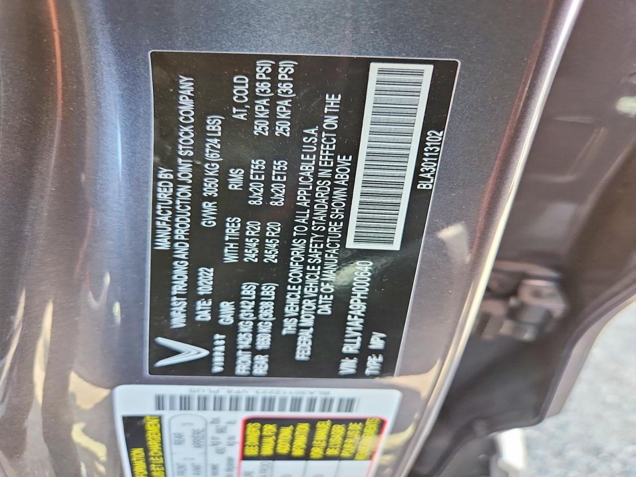 2023 VINFAST TRADING AND PRODUCTION LLC VF 8 PLUS