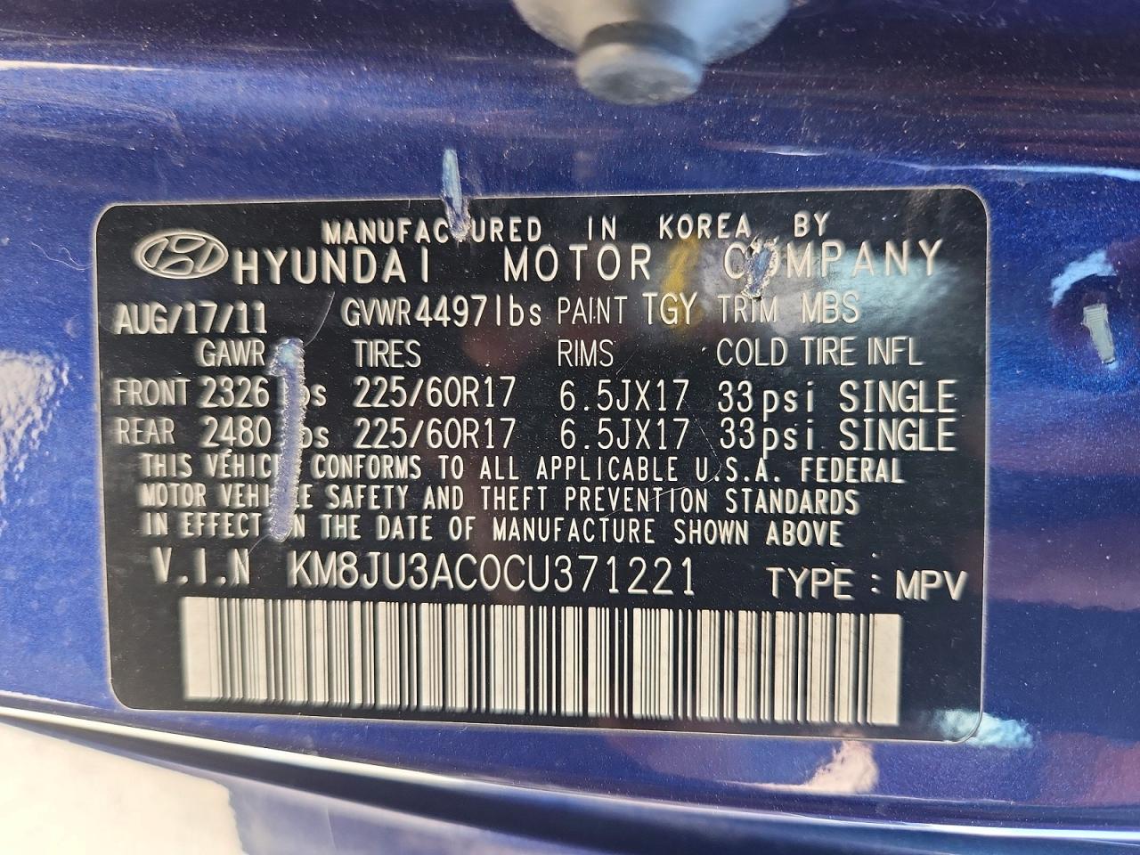 2012 HYUNDAI TUCSON
