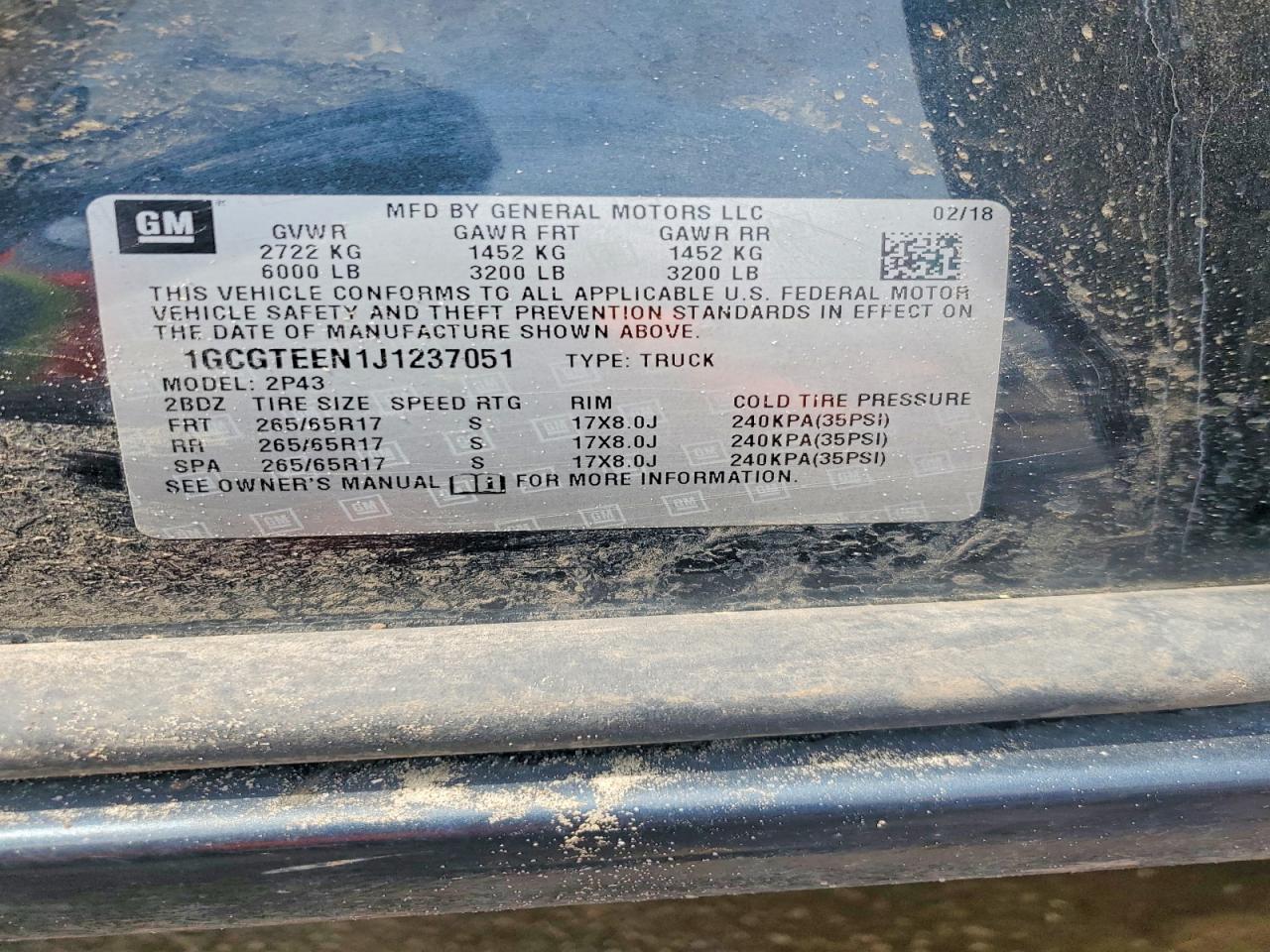 2018 CHEVROLET COLORADO