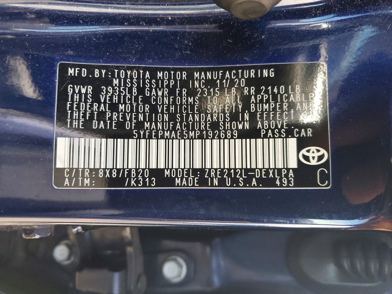 2021 TOYOTA COROLLA