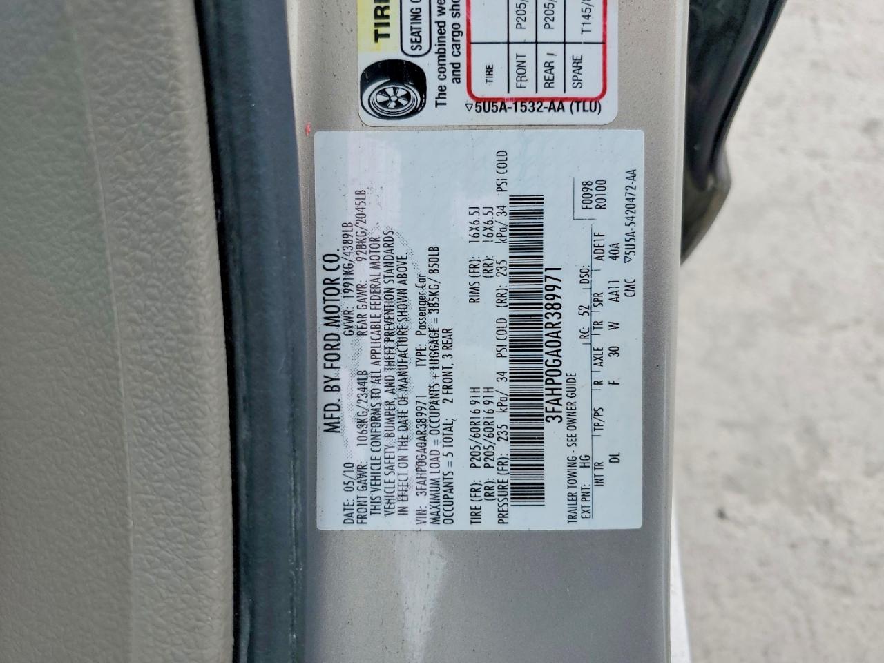2010 FORD FUSION