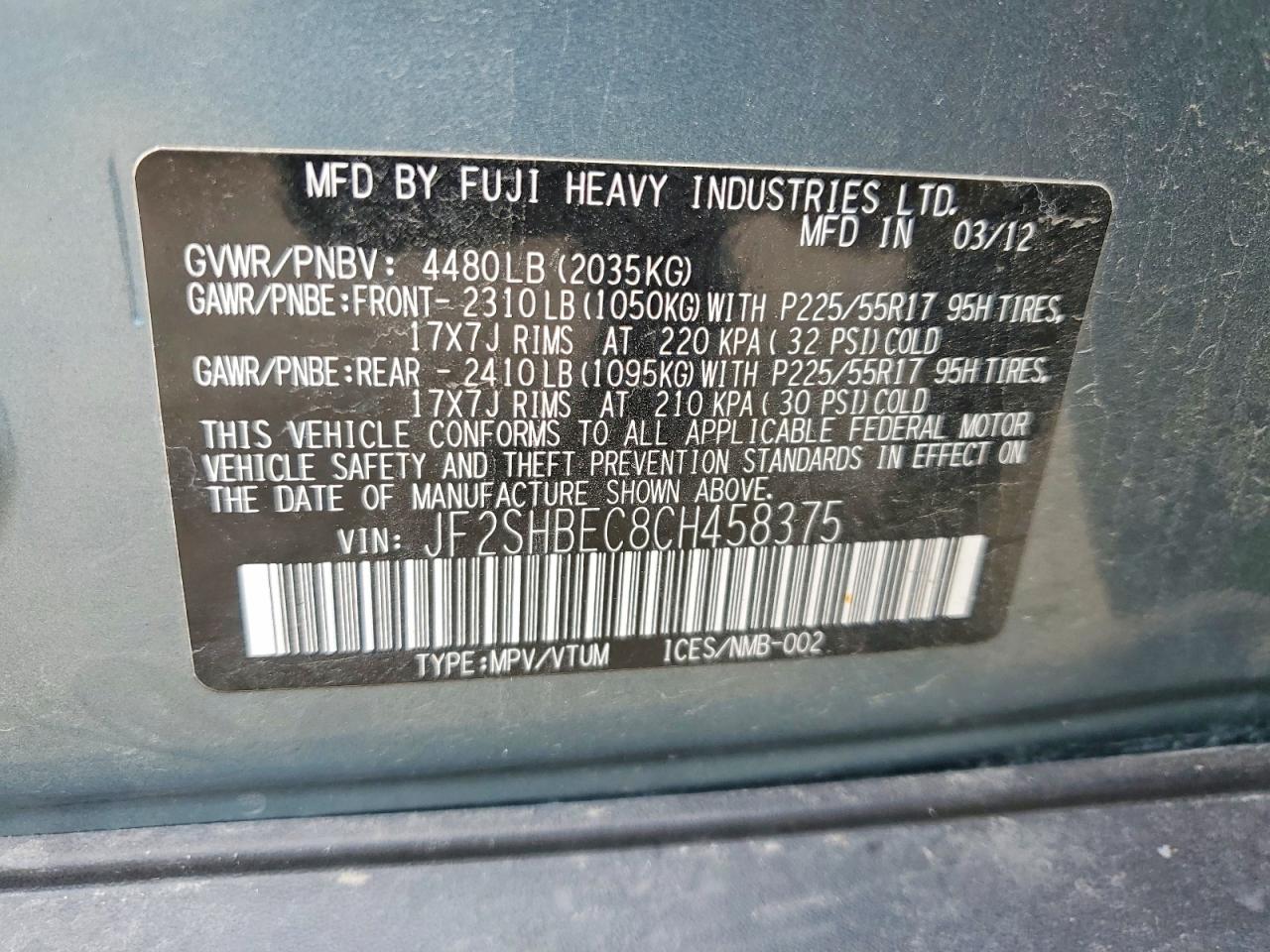 2012 SUBARU FORESTER