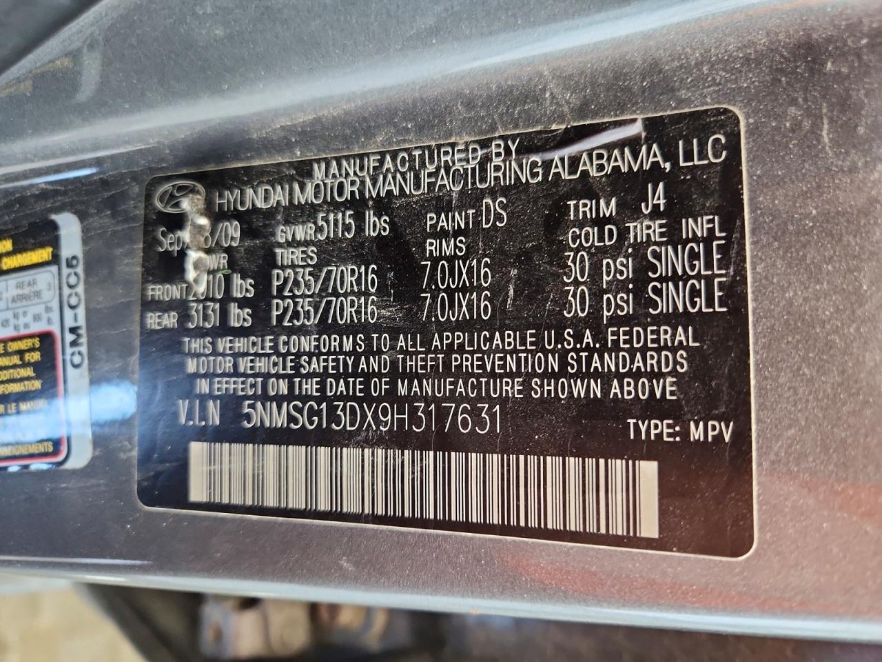 2009 HYUNDAI SANTA FE