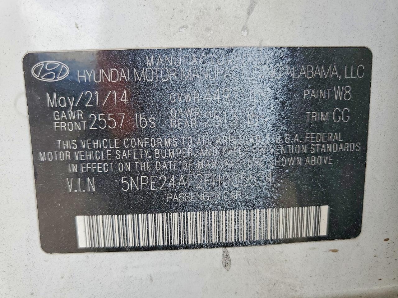 2015 HYUNDAI SONATA