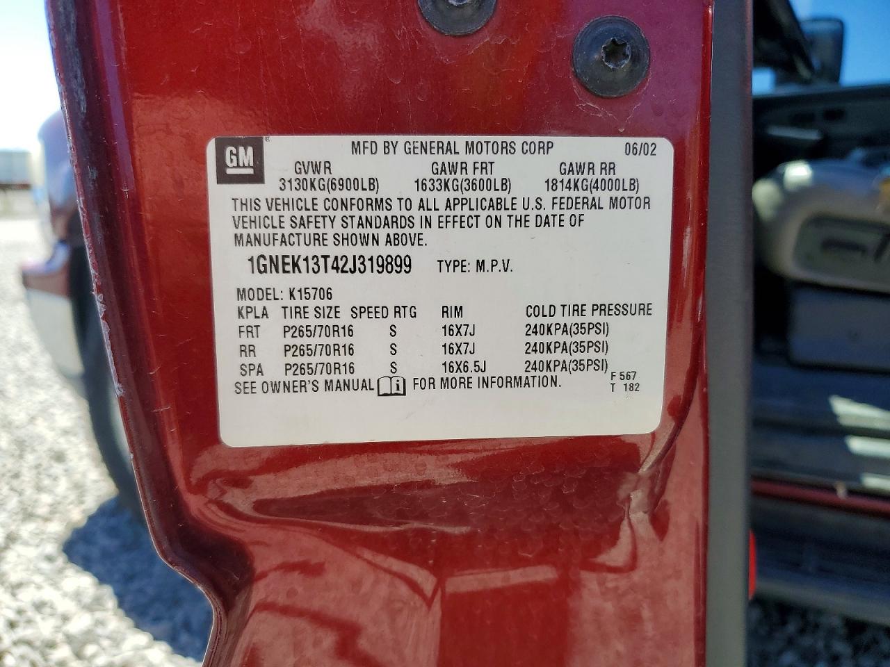 2002 CHEVROLET TAHOE