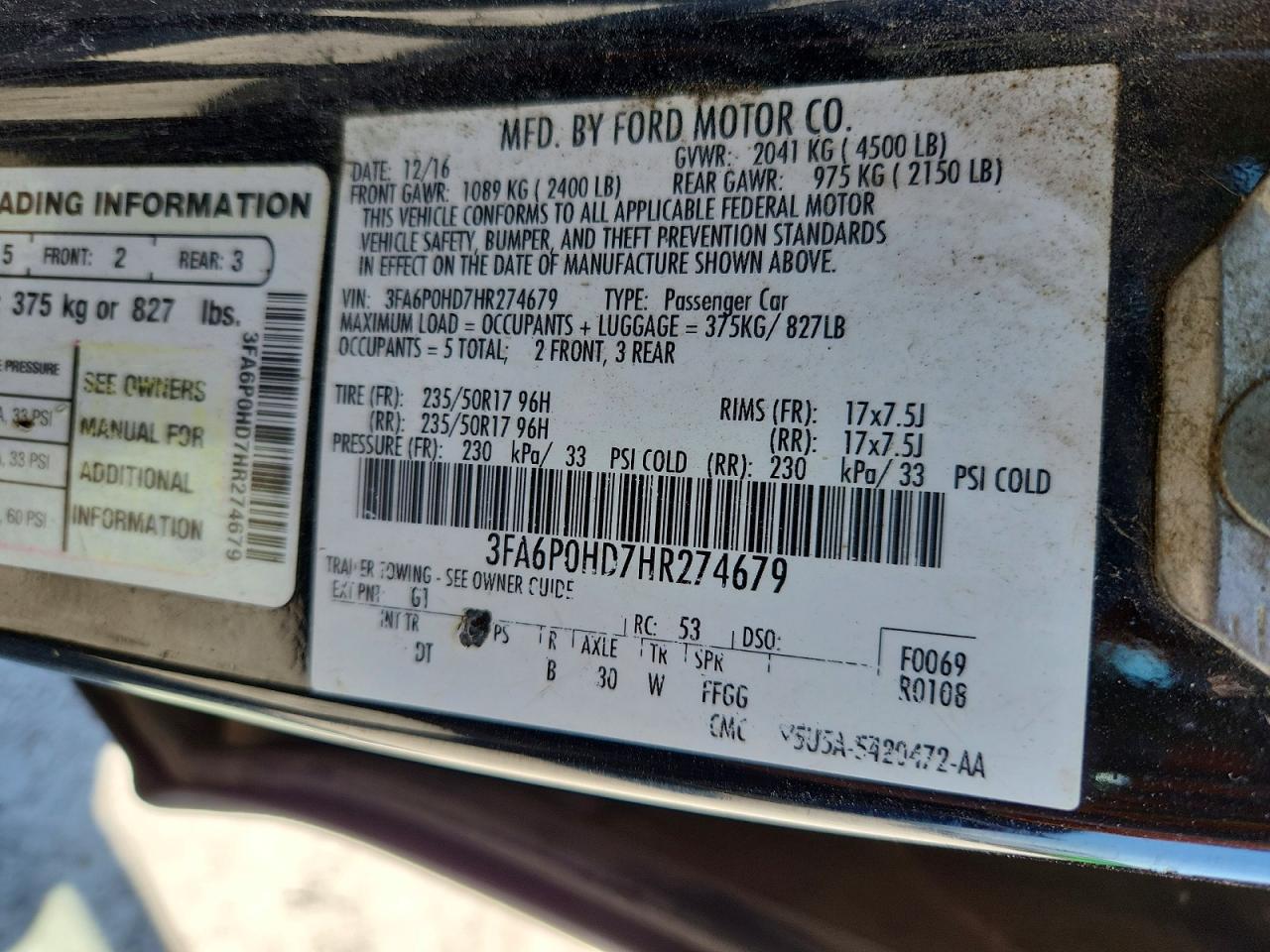 2017 FORD FUSION
