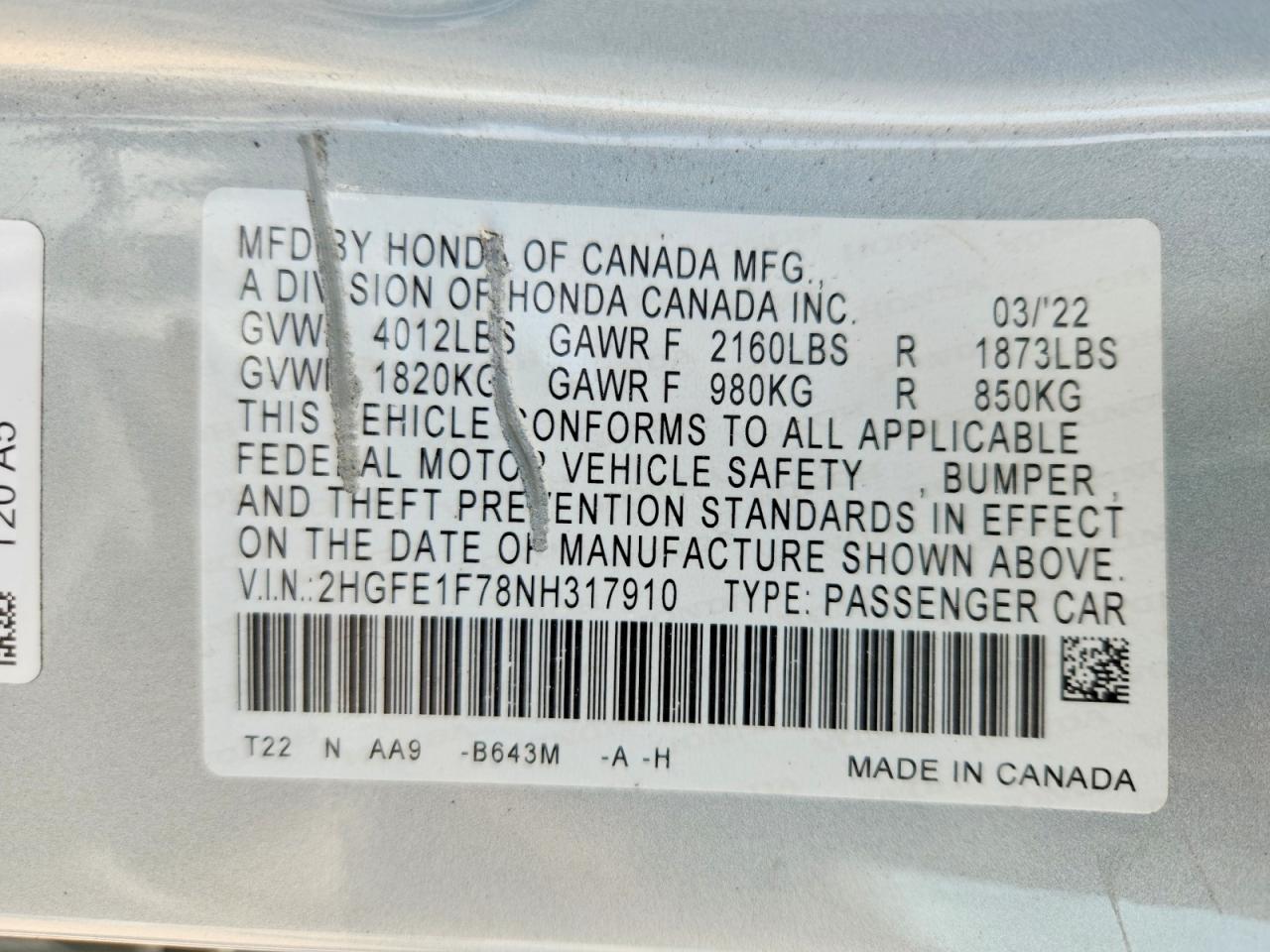 2022 HONDA CIVIC