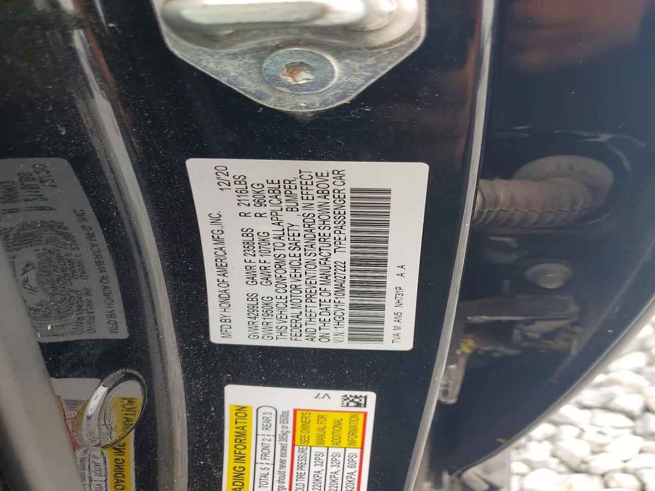 2021 HONDA ACCORD
