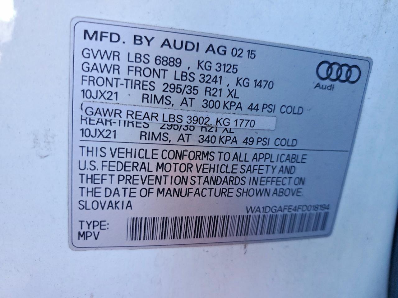 2015 AUDI Q7