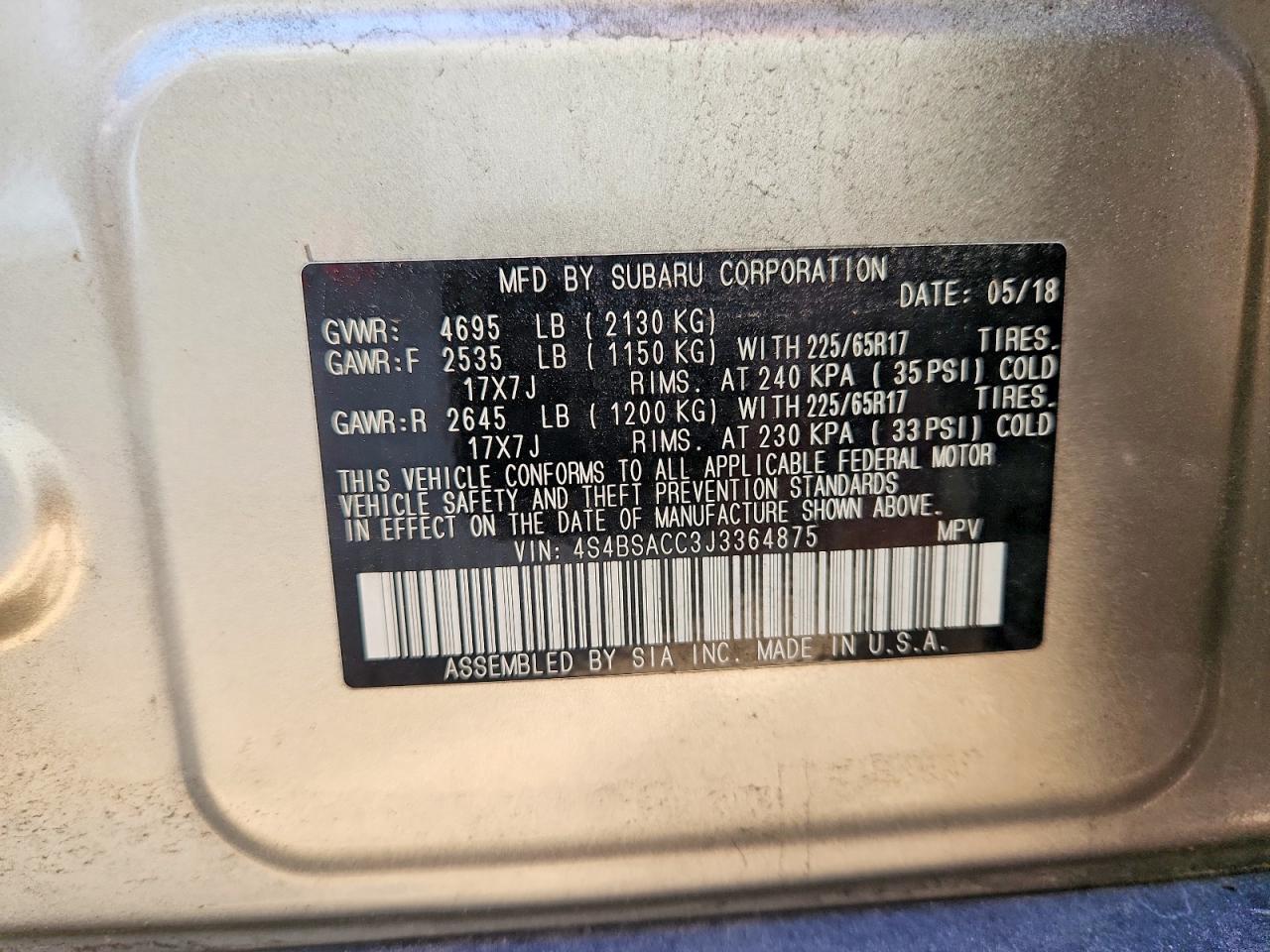 2018 SUBARU OUTBACK