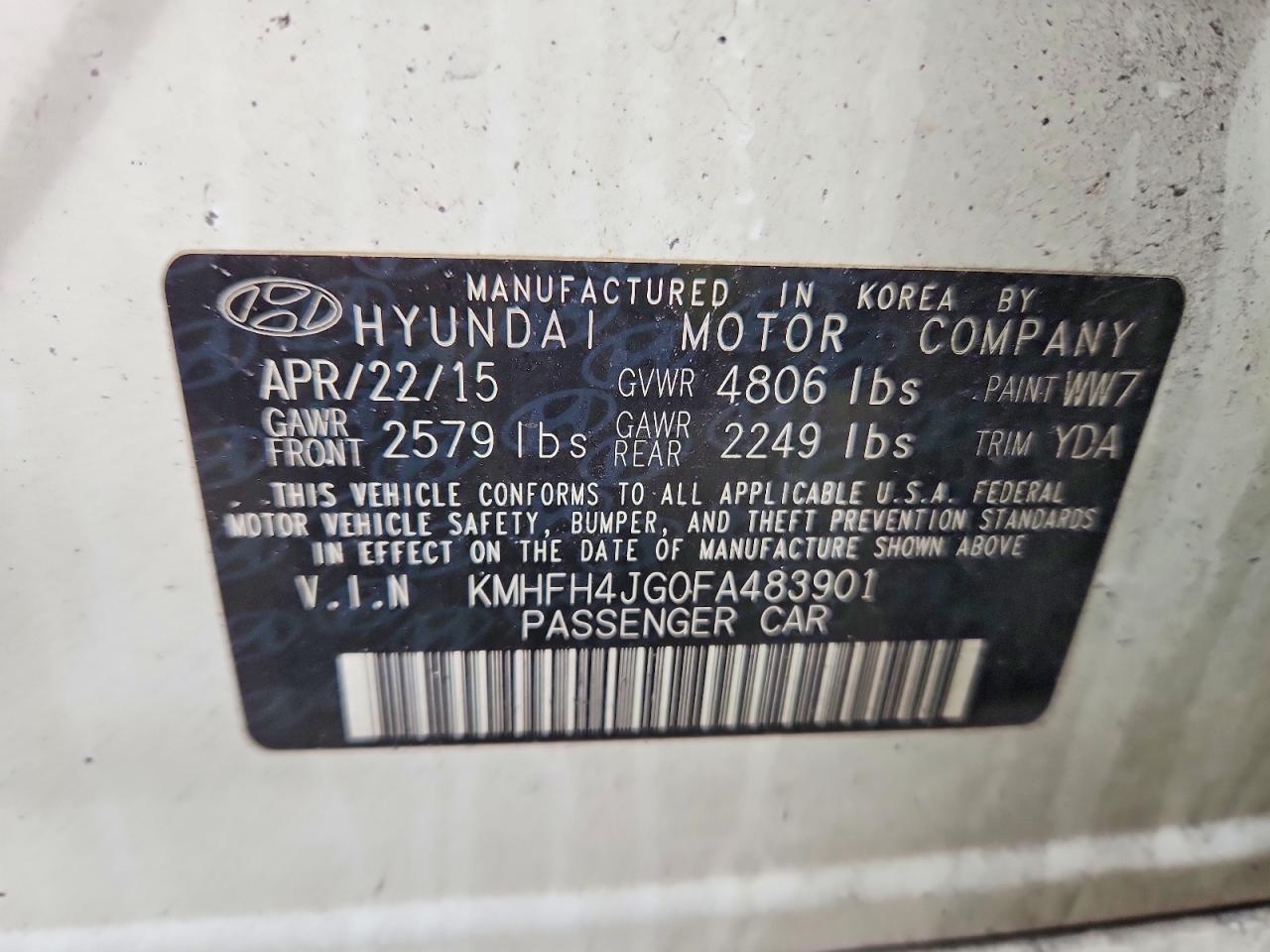 2015 HYUNDAI AZERA