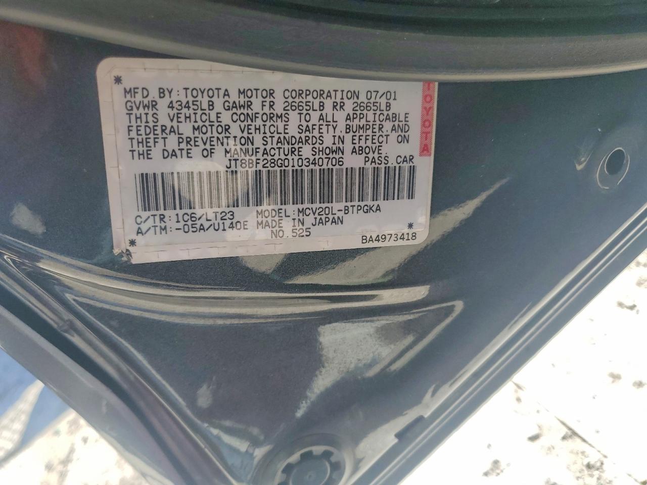 2001 LEXUS ES300