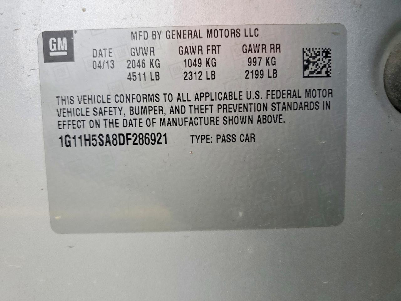 2013 CHEVROLET MALIBU