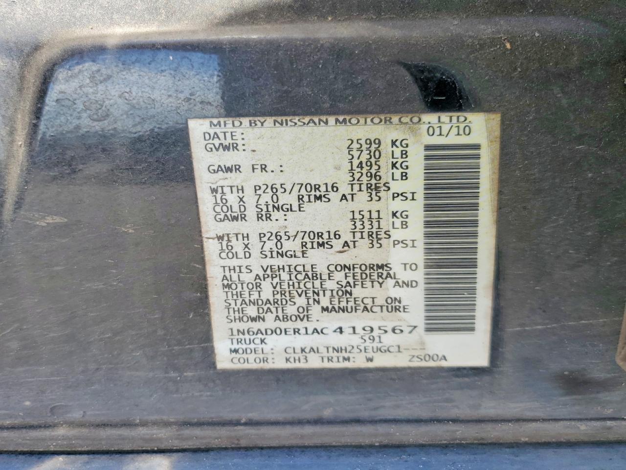 2010 NISSAN FRONTIER