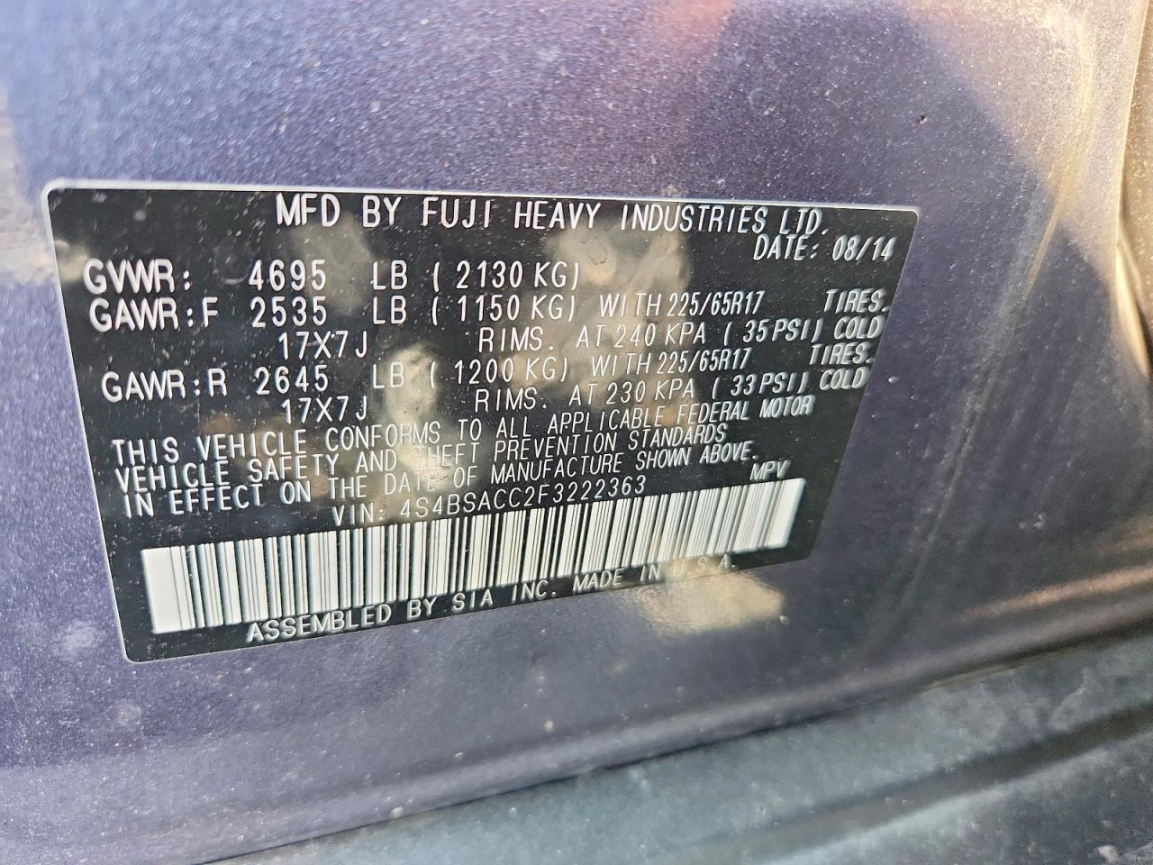 2015 SUBARU OUTBACK